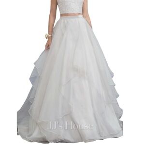JJ House Separates Sweep‎ Train Organza Wedding Skirt Womens size 16 White